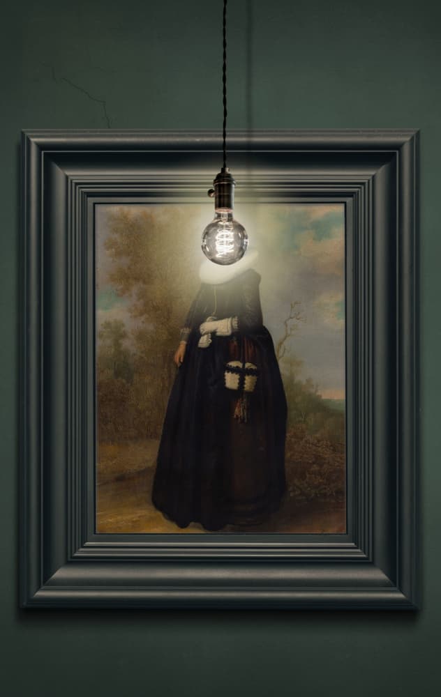 Vintage Light Bulb Portrait by Marja van den Hurk — canvas wall art
