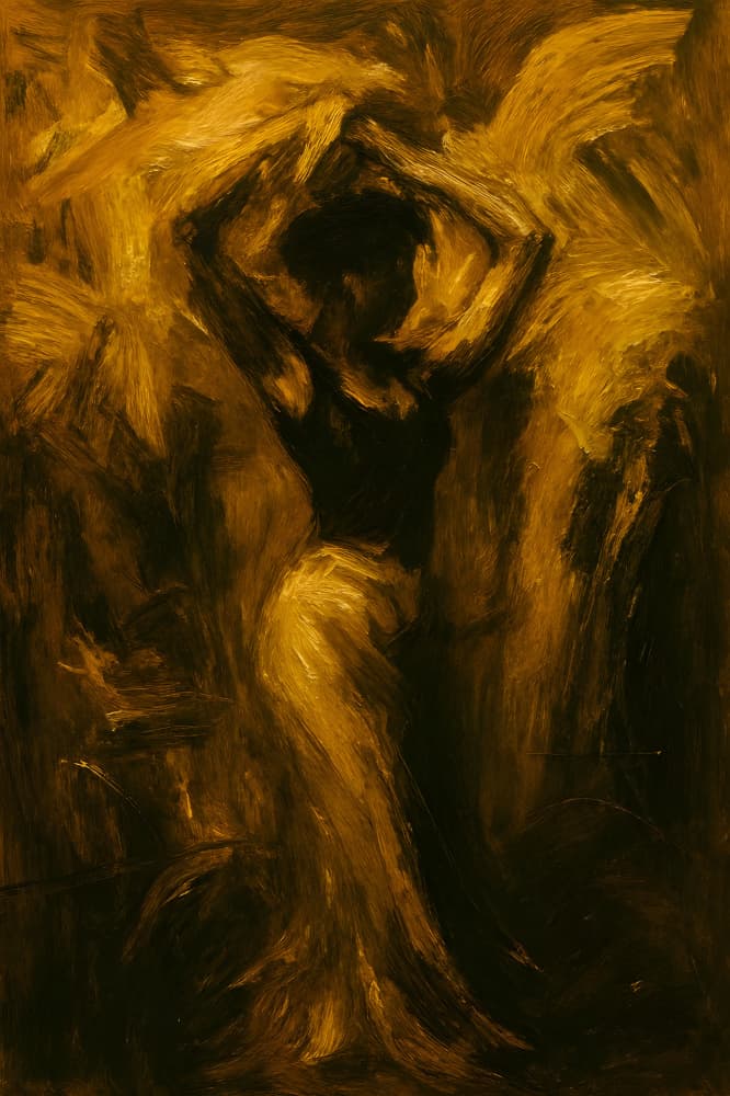 Golden Expressive Dancer by HUGO — canvas wall art