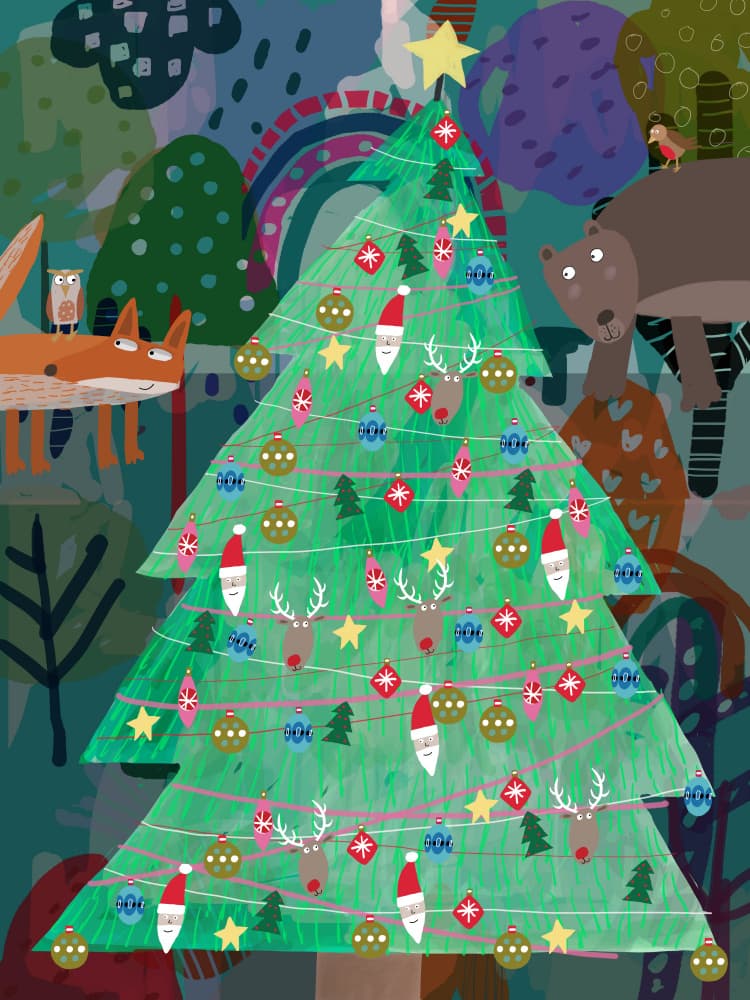 Whimsical Forest Christmas by Carla Daly — canvas wall art