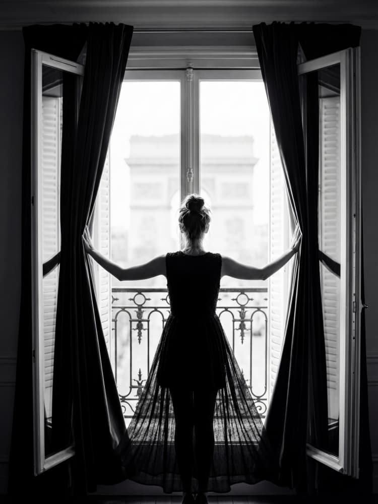 Woman at Paris Window by Andreas Magnusson — canvas wall art