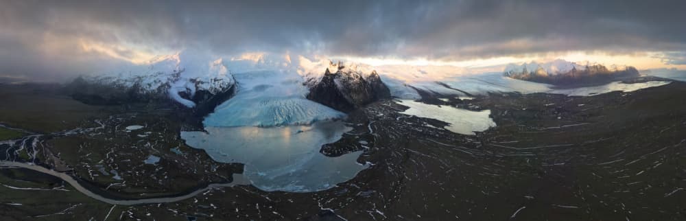 Dramatic Glacier Lake Panorama by David Martin Castan — canvas wall art