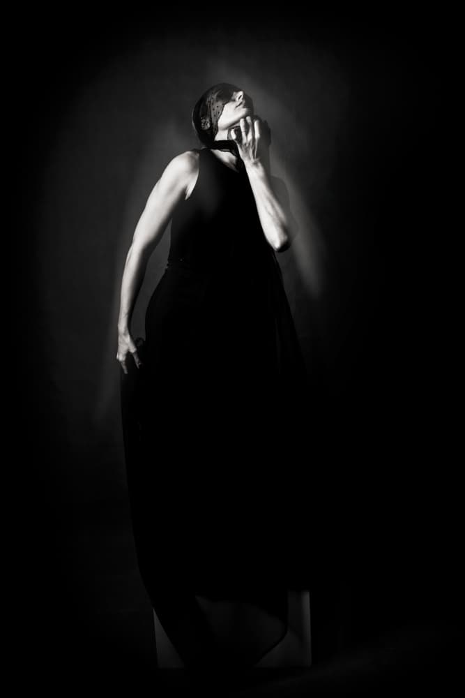Mysterious Woman in Black by Afshin Saeidinia — canvas wall art