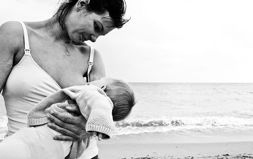 Mother Baby Beach Bond by Bogdan Bouşcă — canvas wall art