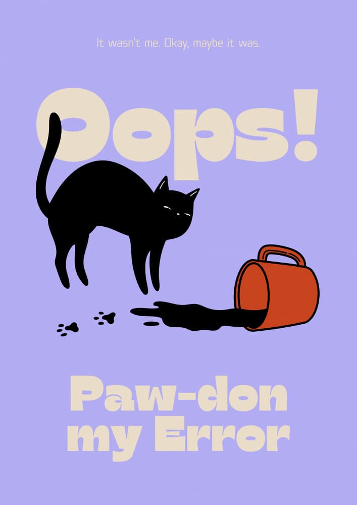 Oops Cat Spills Coffee by Marianne Bassil — canvas wall art