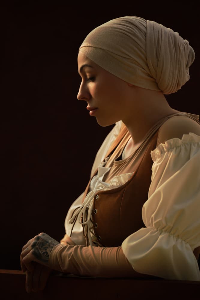 Pensive Woman Profile by Rob Li — canvas wall art
