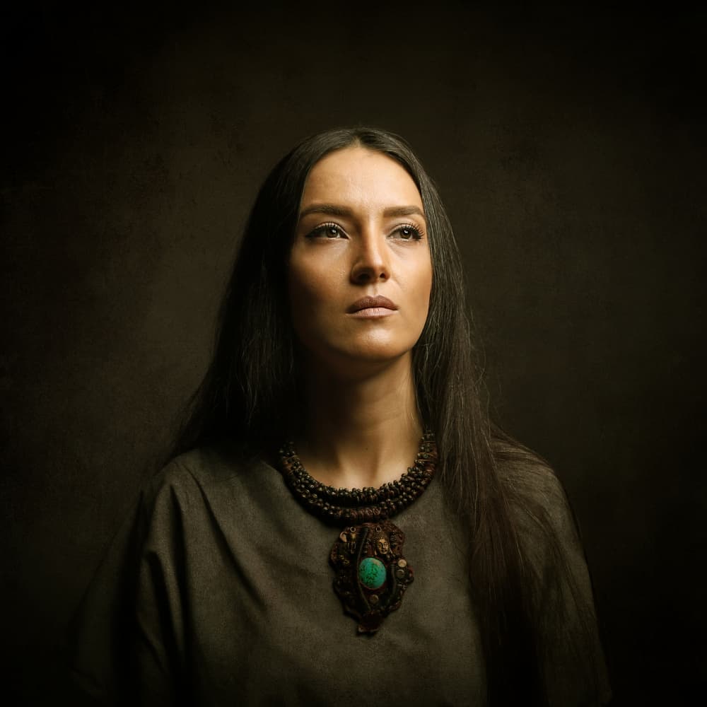 Contemplative Woman Portrait by Moein Hasheminasab — canvas wall art