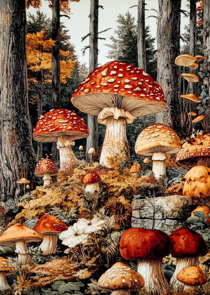 Enchanted Mushroom Forest by Justyna Jaszke — canvas wall art