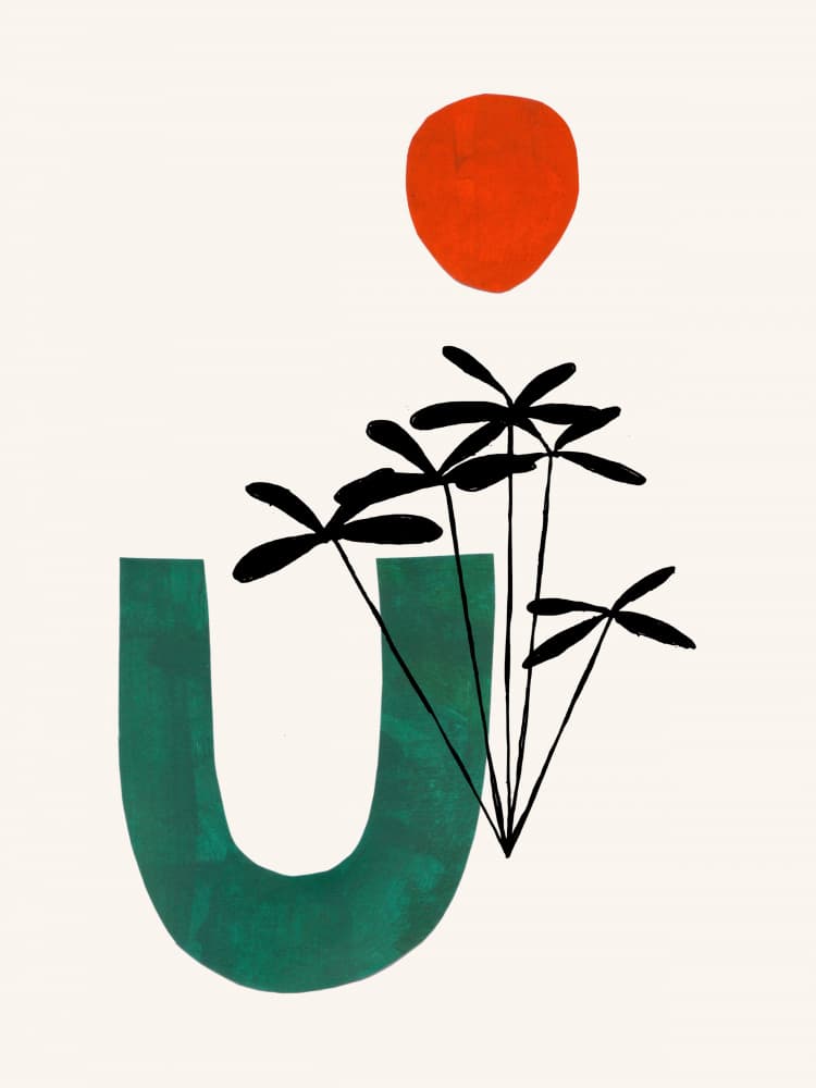 Red Sun Tropical Shapes by Ejaaz Haniff — canvas wall art
