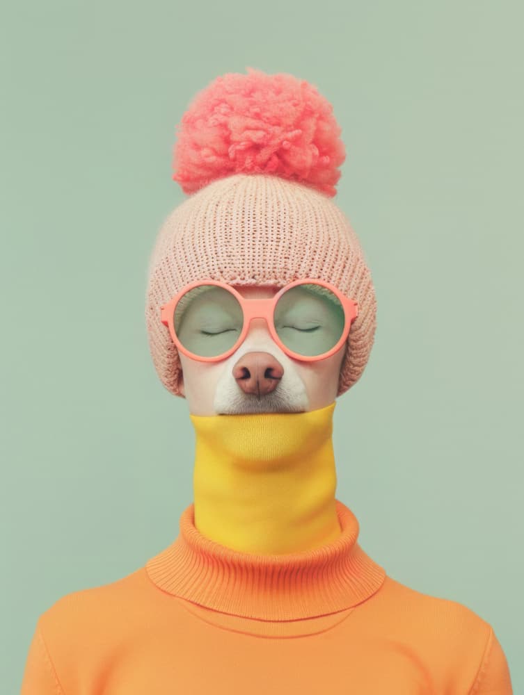 Stylish Dog in Beanie by Bilge Paksoylu — canvas wall art