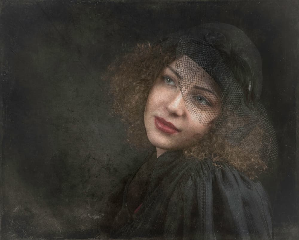 Vintage Veiled Beauty by Luc Stalmans — canvas wall art