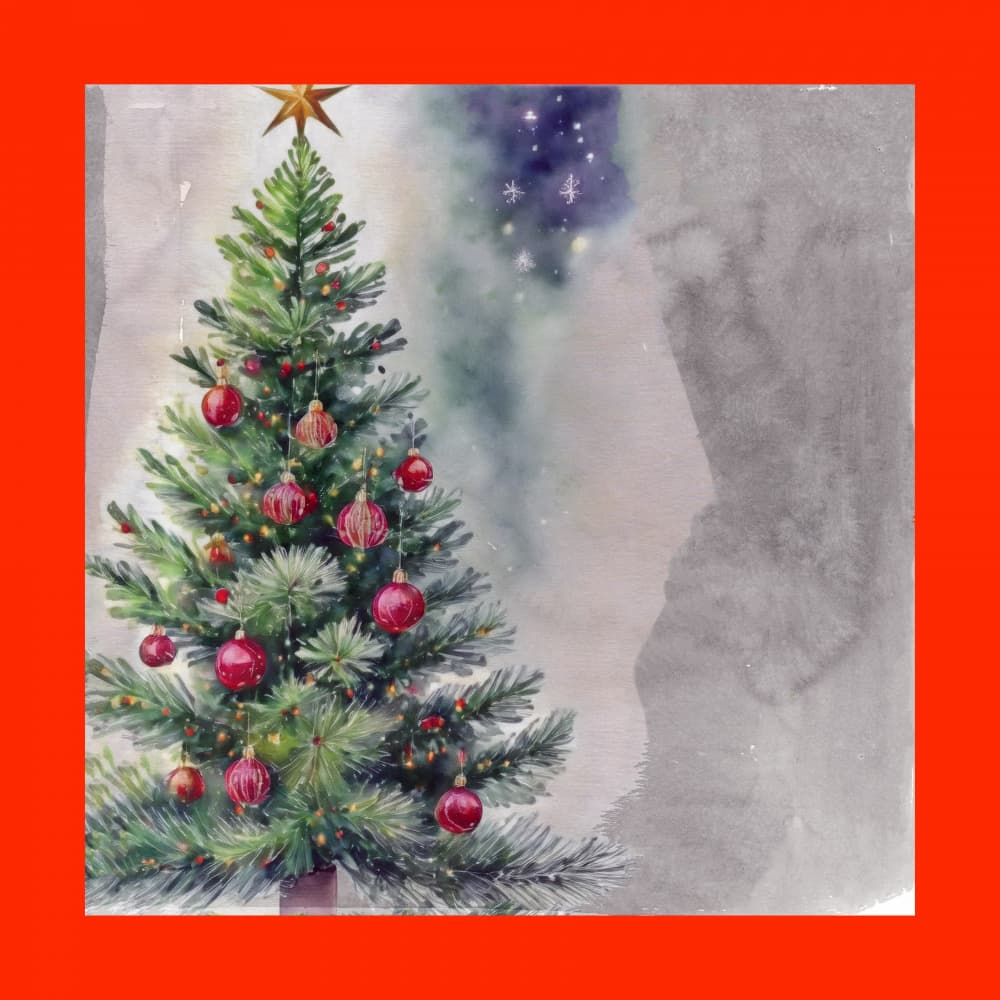 Festive Christmas Tree Night by casa cartissi — canvas wall art