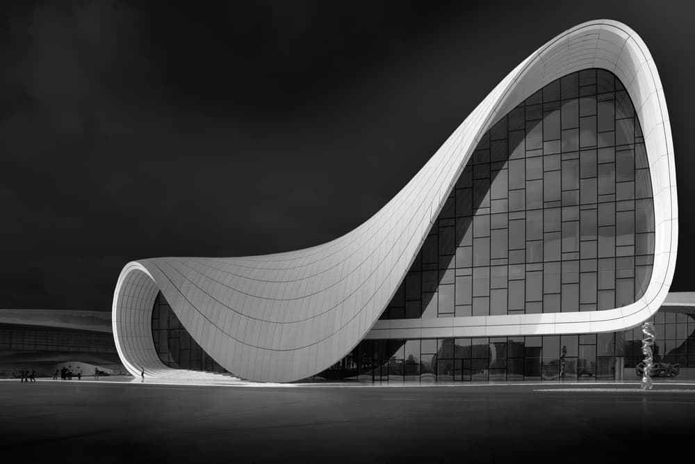 Monochrome Architectural Waves by Olavo Azevedo — canvas wall art