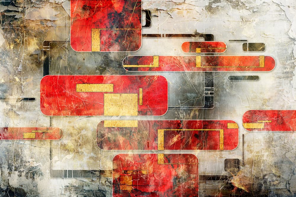 Red Gold Geometric Abstract by Rafal Kulik — canvas wall art