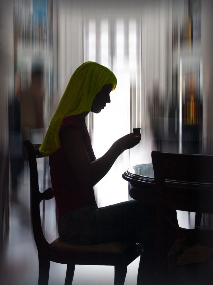 Contemplative Girl Silhouette by Evgenii Novichikhin — canvas wall art
