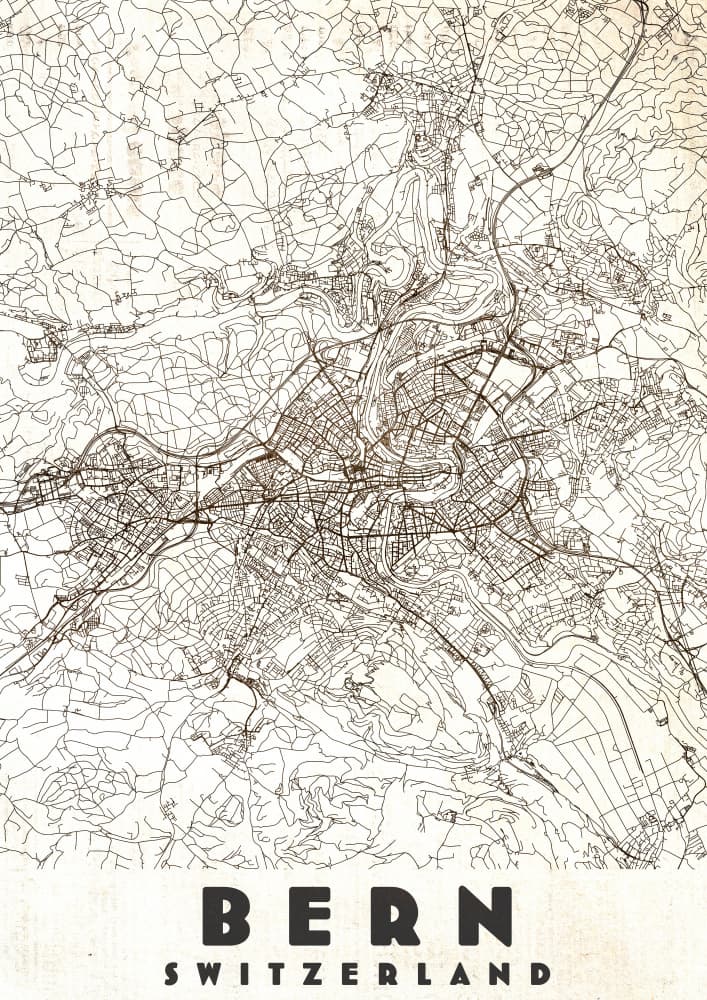 Bern Switzerland City Map by Nicholas — canvas wall art