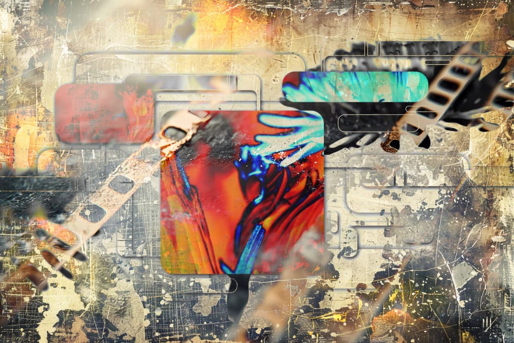 Vibrant Grunge Composition by Rafal Kulik — canvas wall art