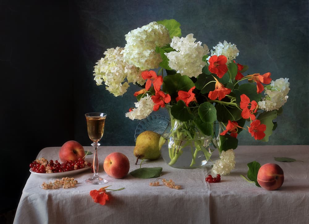 Vibrant Fruit and Flowers by Tatyana Skorokhod — canvas wall art