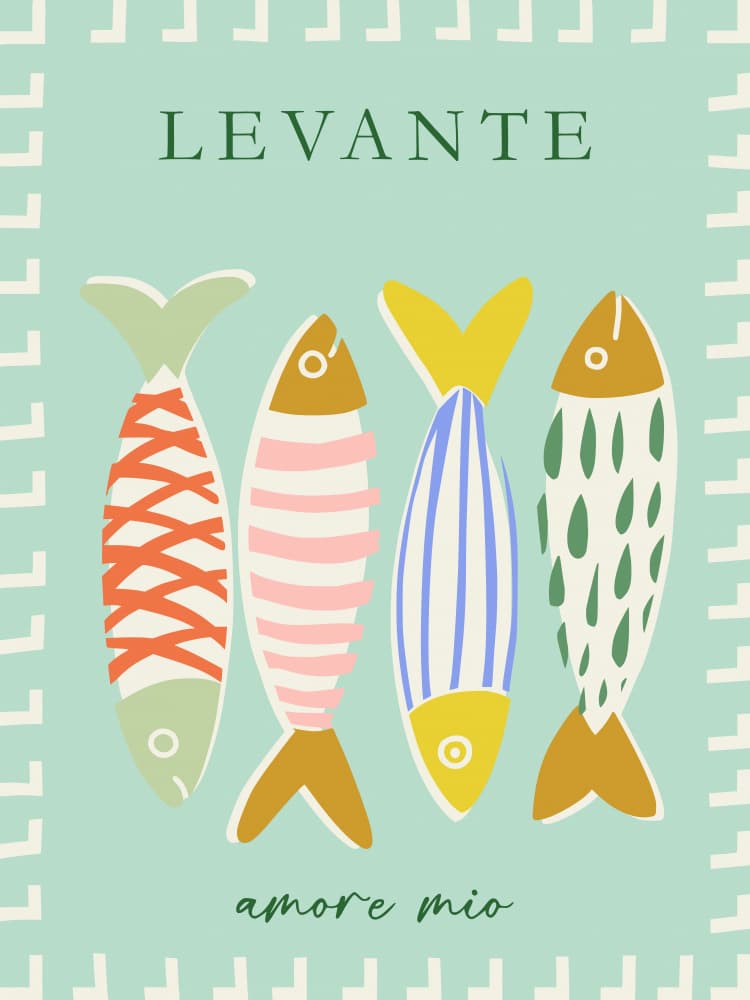 Colorful Mediterranean Sardines by Annick — canvas wall art