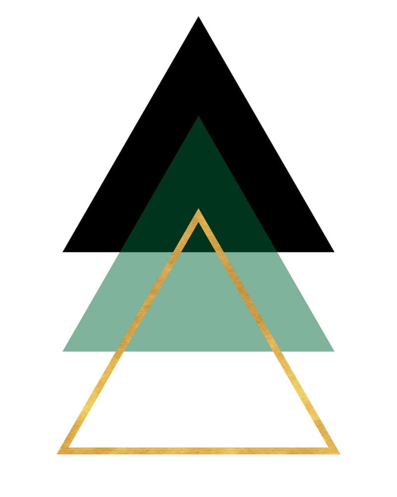 Geometric Green Gold Triangles by Emiliano Deificus — canvas wall art