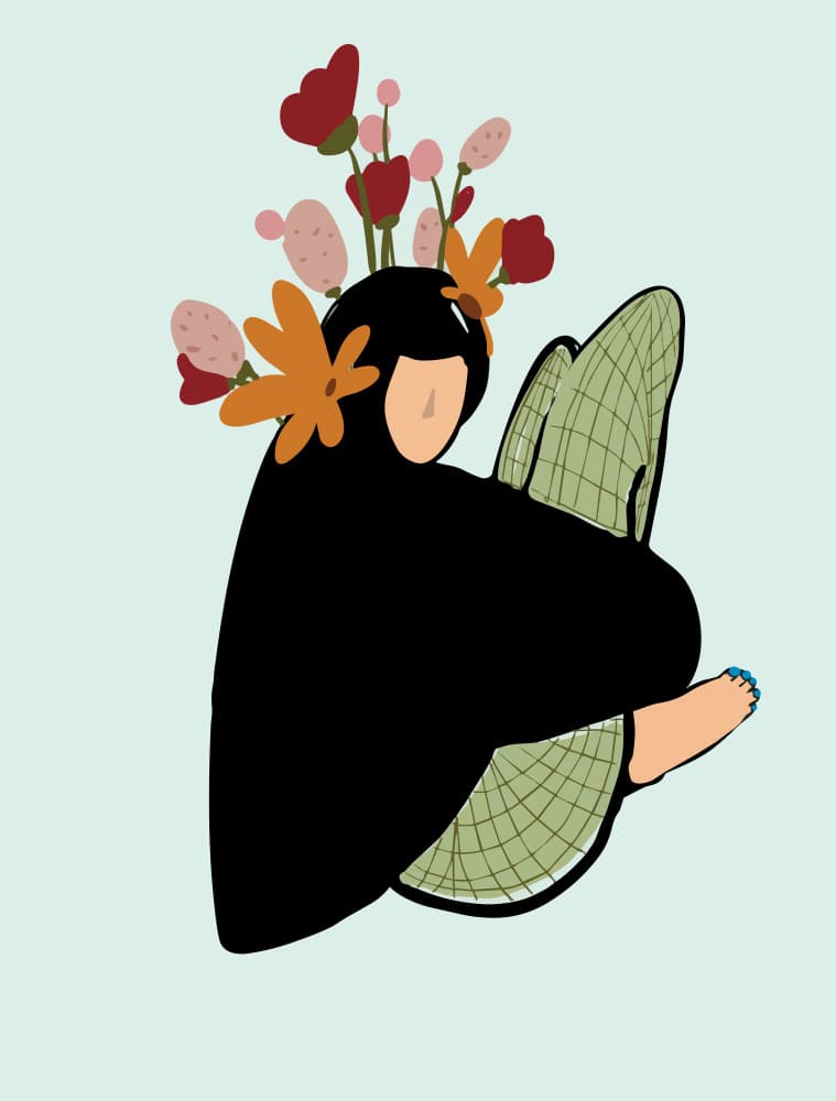 Serene Floral Woman by Ebony Carter — canvas wall art