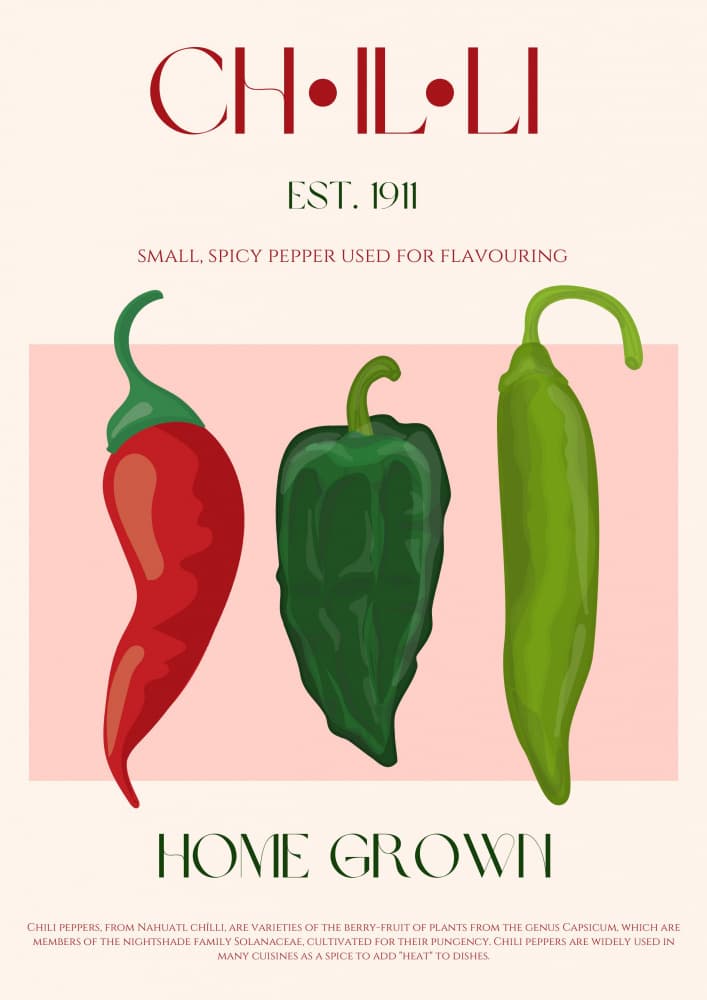 Chilli Peppers Homegrown by Nazma Khokhar — canvas wall art