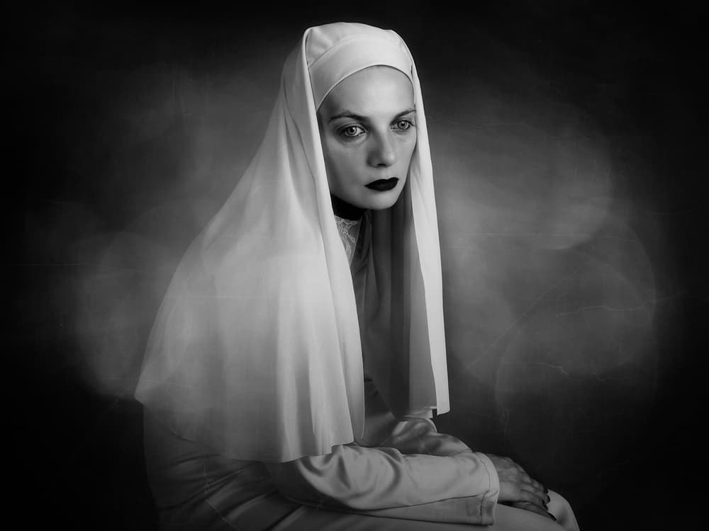 Pensive Nun Portrait by Alexandra Fira — canvas wall art