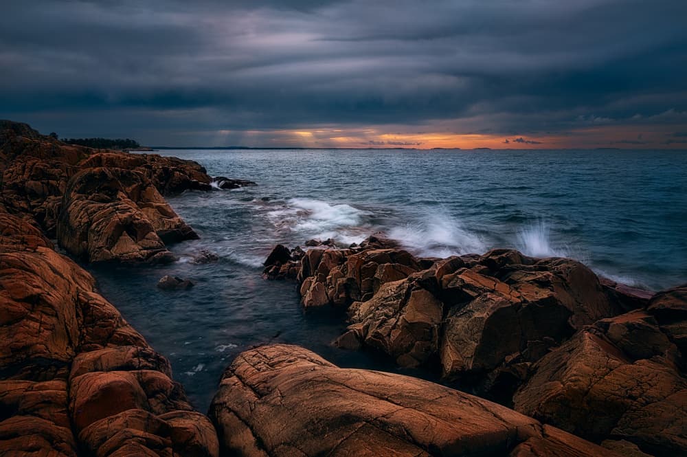 Dramatic Coastal Sunset by Ben.C.L — canvas wall art