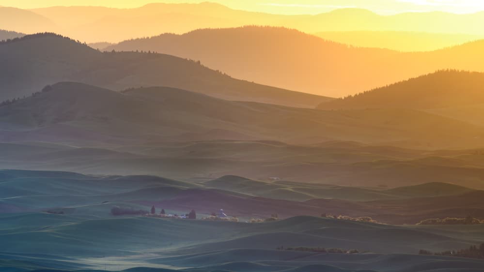 Golden Hour Hills by 李从军 / Austin Li — canvas wall art