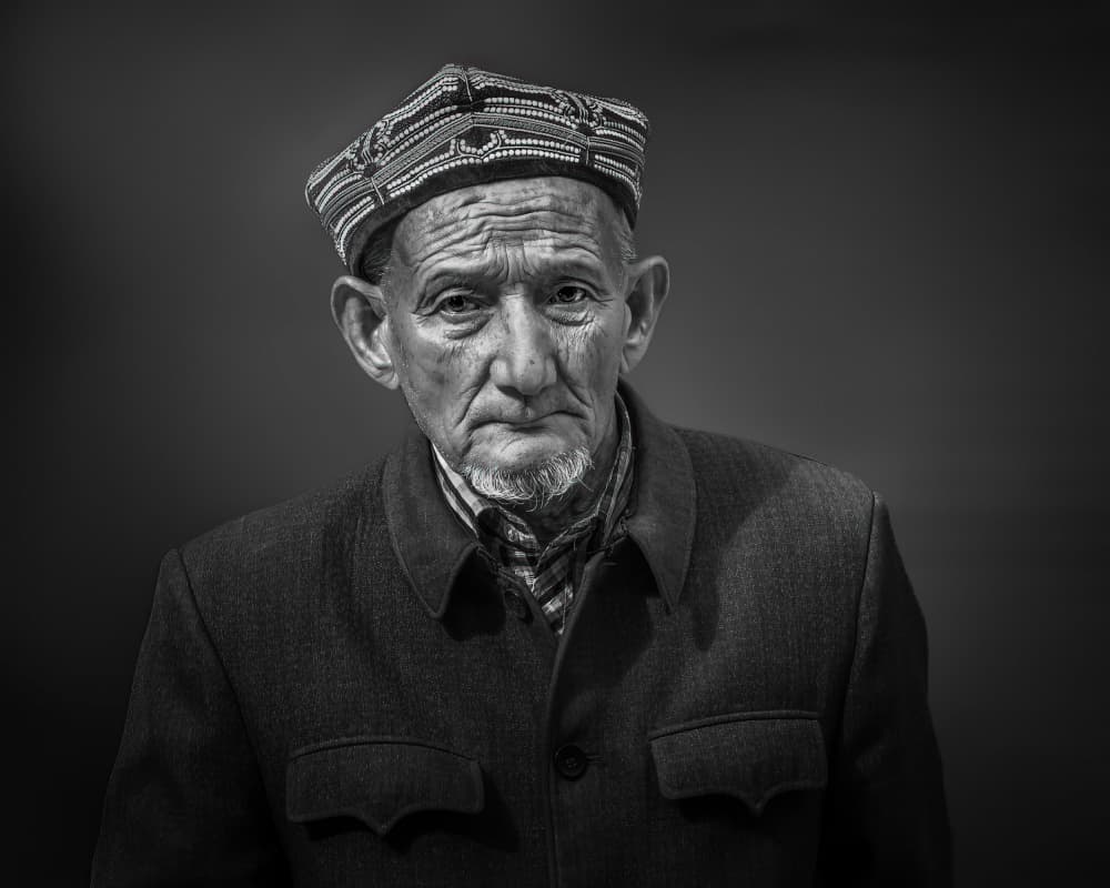 Solemn Elder Portrait by Irene Wu — canvas wall art