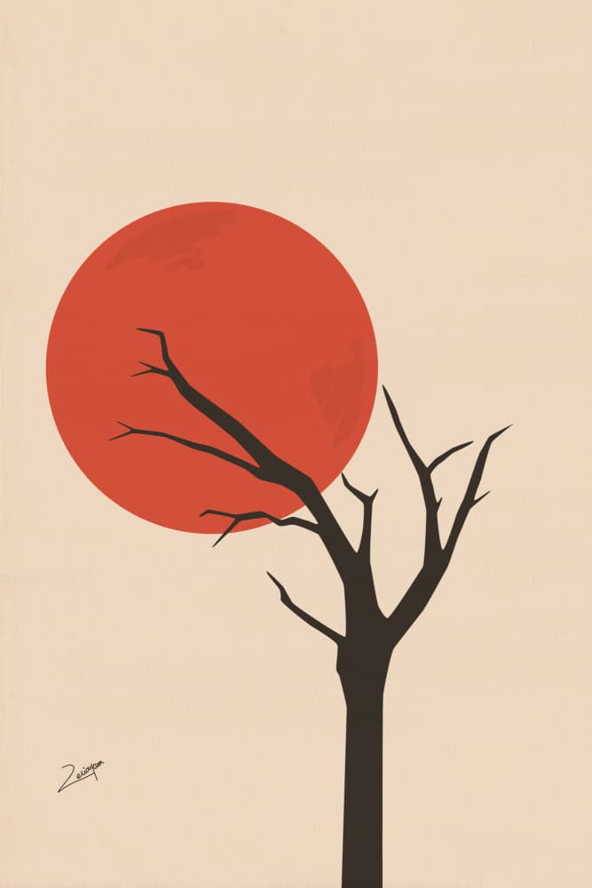 Red Sun Tree by zarish chaudhry — canvas wall art