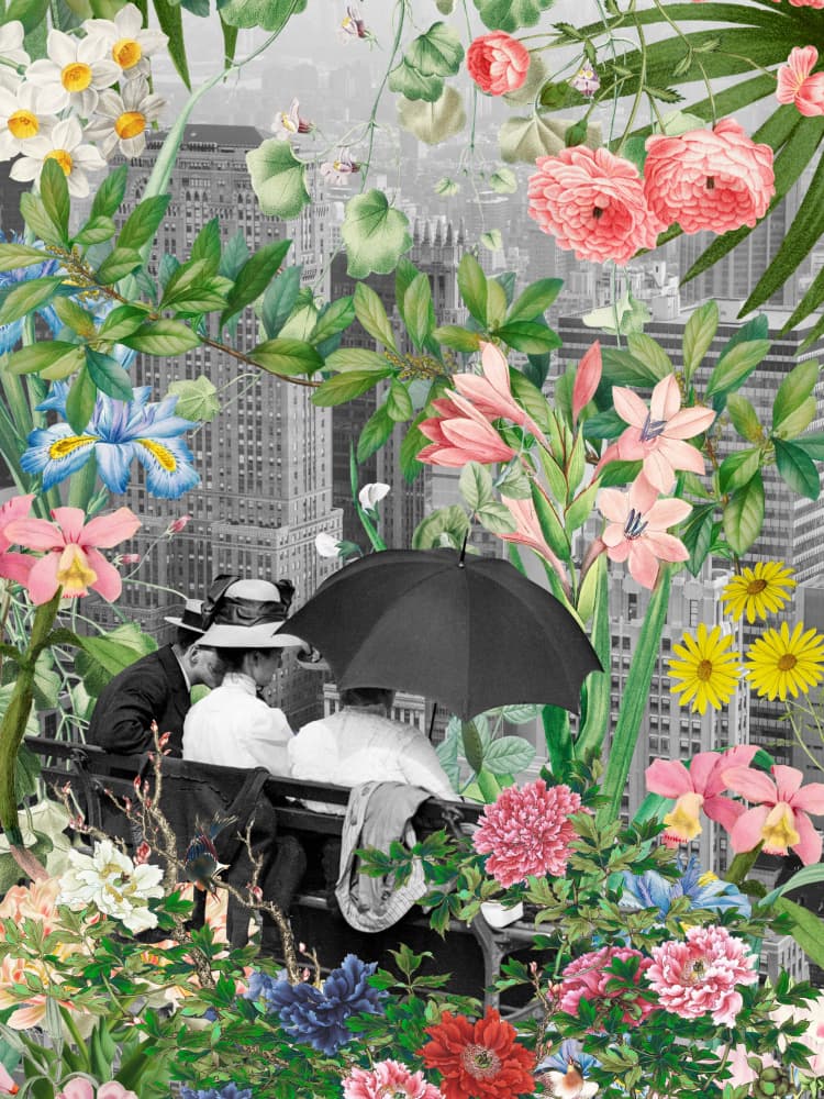 Vintage City Garden by Marja van den Hurk — canvas wall art