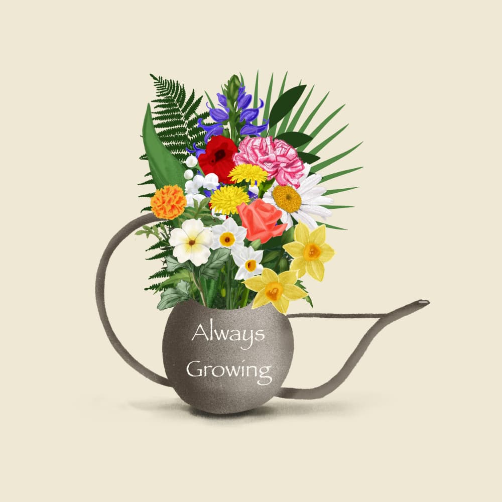 Always Growing Garden Flowers by Saba Rauf — canvas wall art
