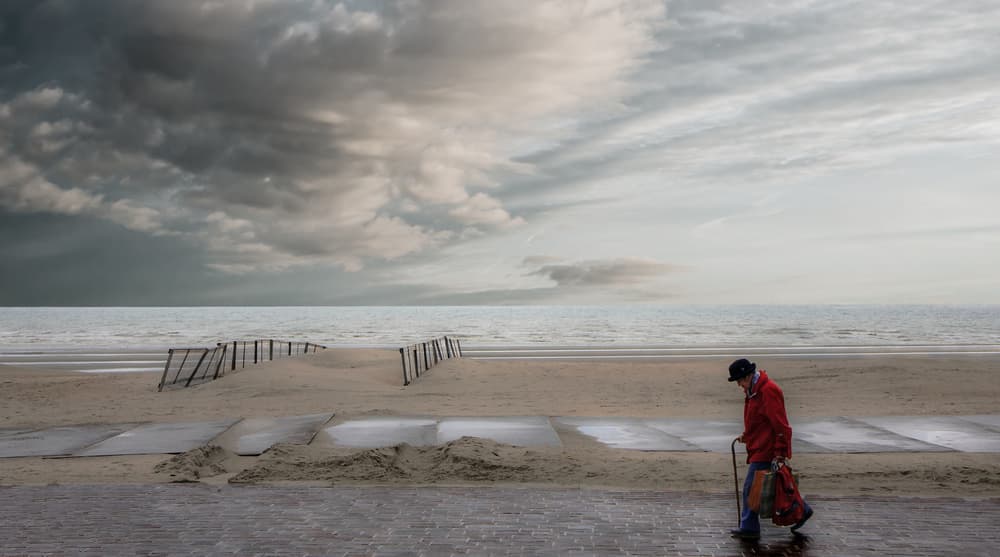 Old Man Stormy Beach by Gilbert Claes — canvas wall art
