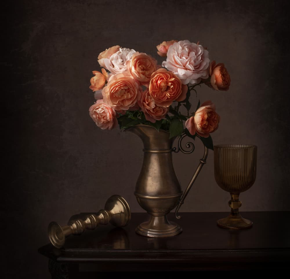 Dark Rose Still Life by Margareth Perfoncio — canvas wall art