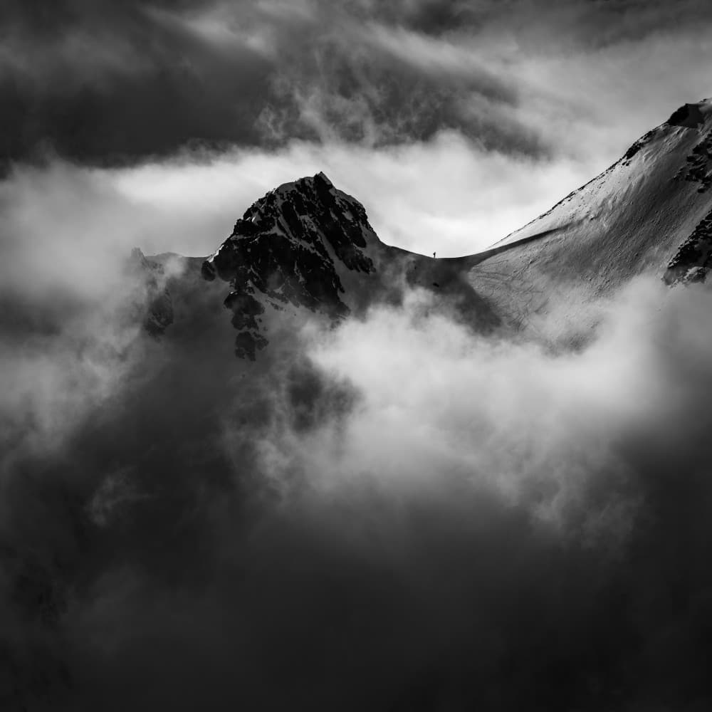 Dramatic Misty Mountain Peaks by Peter Svoboda MQEP — canvas wall art