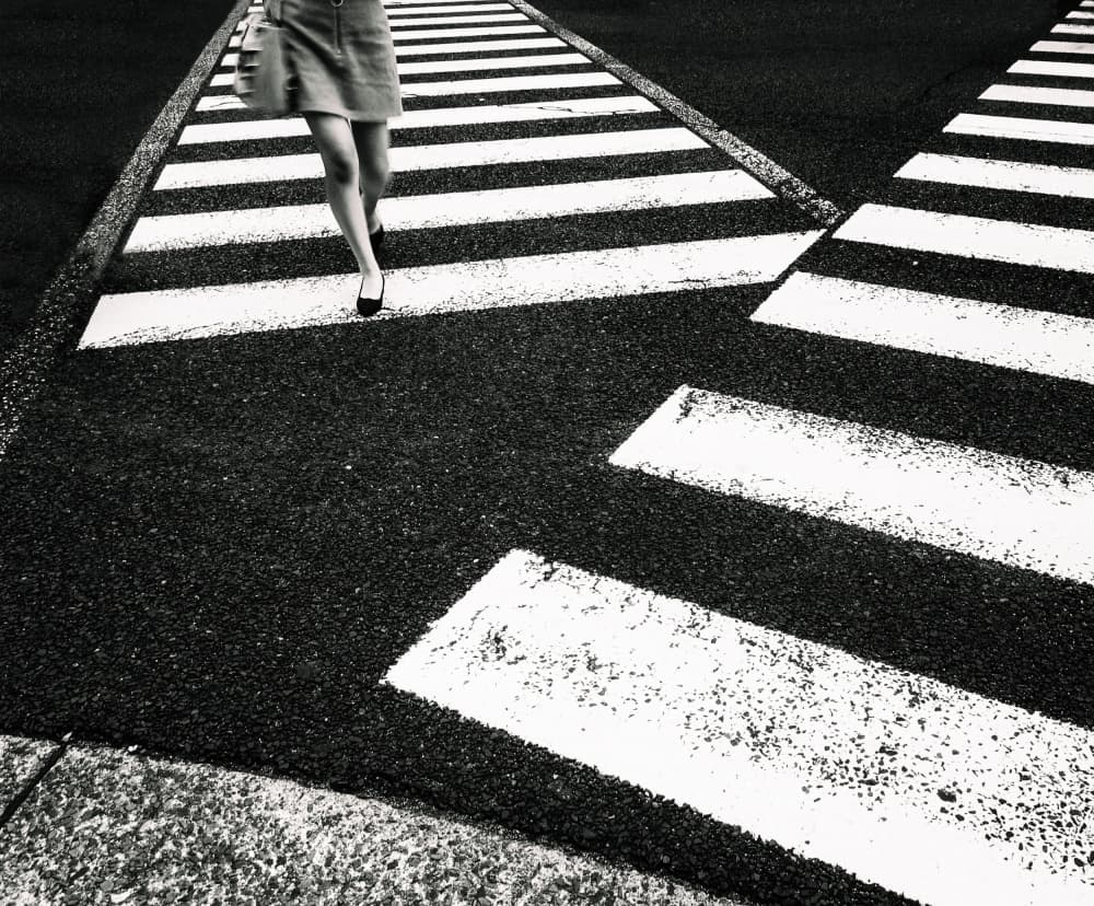 Monochrome City Walk by Haruyo Sakamoto — canvas wall art