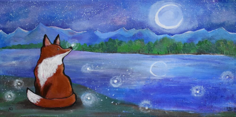 Moonlit Fox Dreams by Andrea Doss — canvas wall art