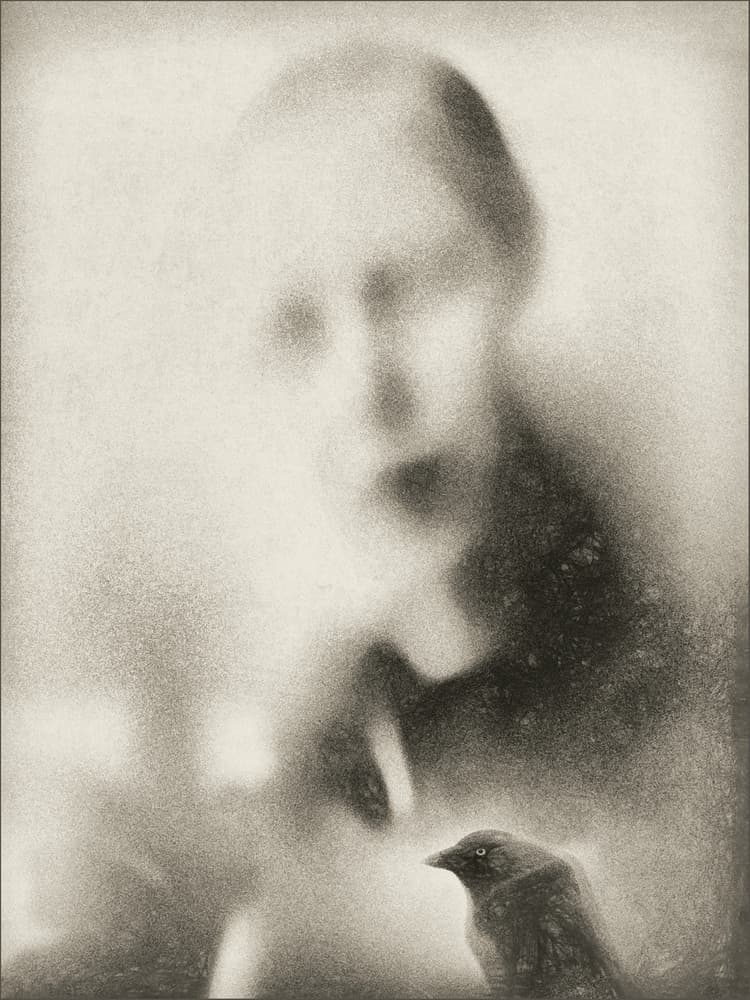 Ethereal Figure and Bird by Gilbert Claes — canvas wall art