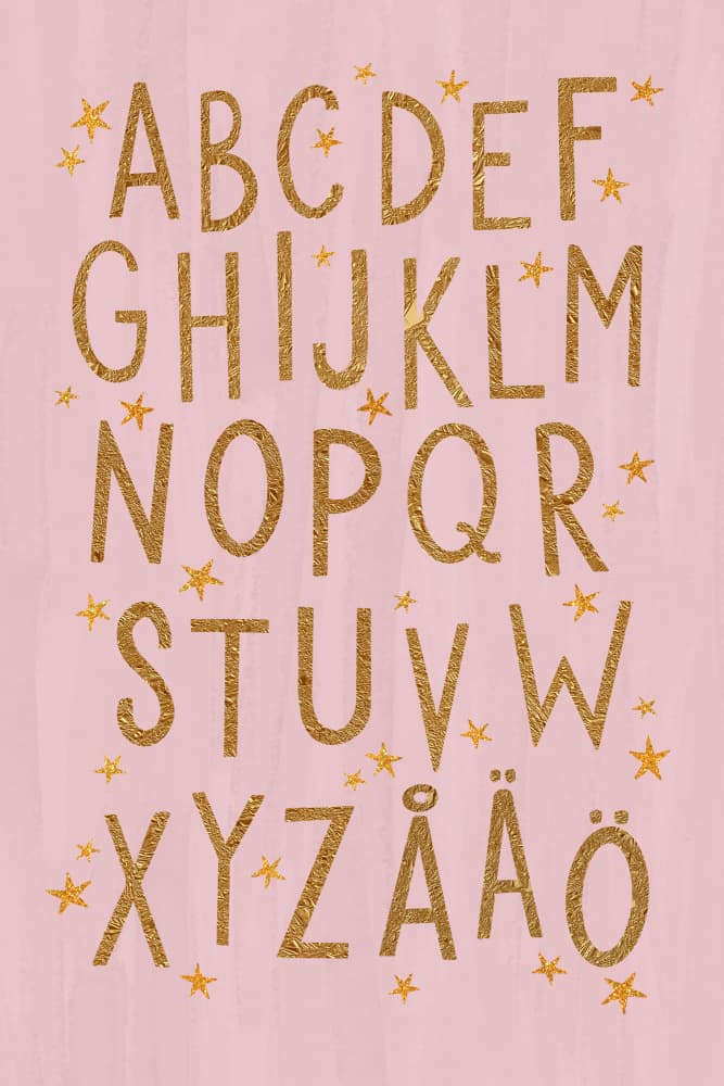 Golden Alphabet with Stars by EMELIEmaria — canvas wall art