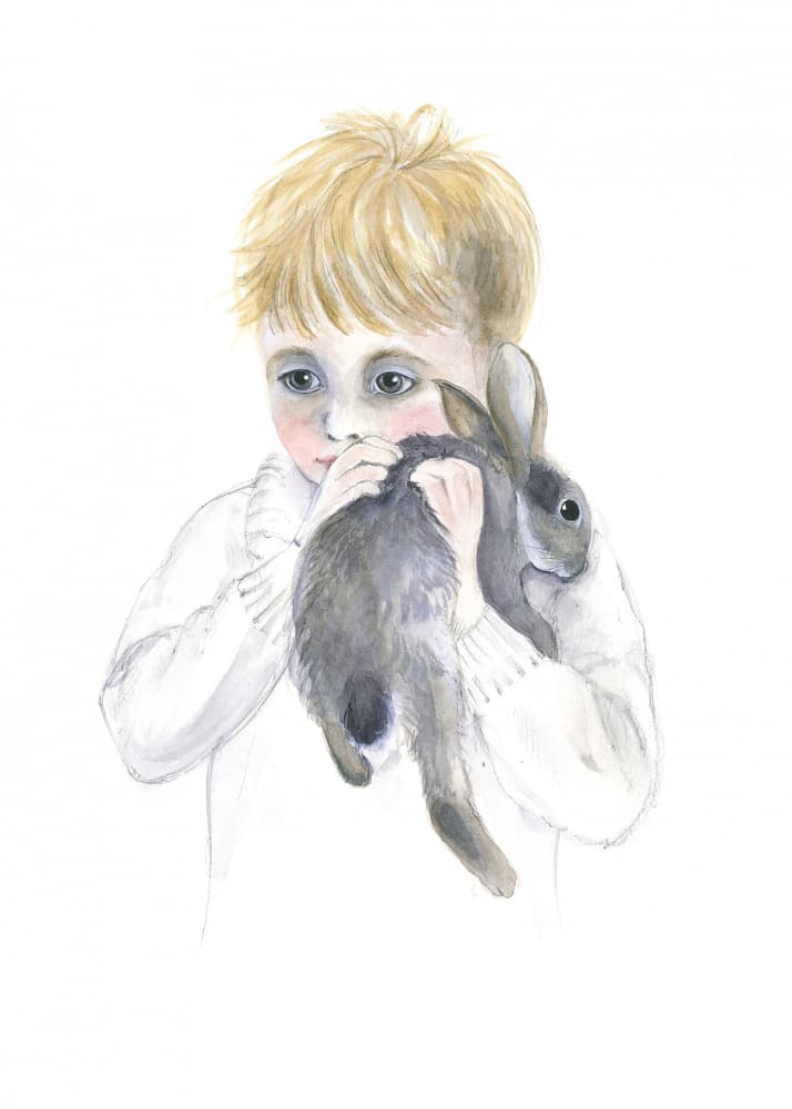 Little Boy and Rabbit by Isabelle Brent — canvas wall art