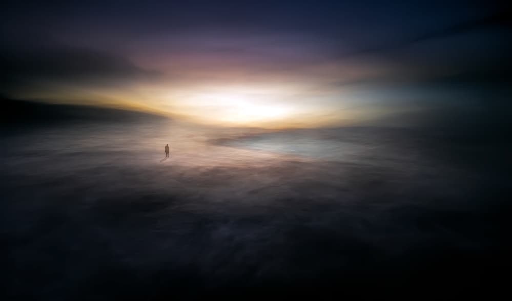 Solitary Figure Golden Horizon by Santiago Pascual Buye — canvas wall art