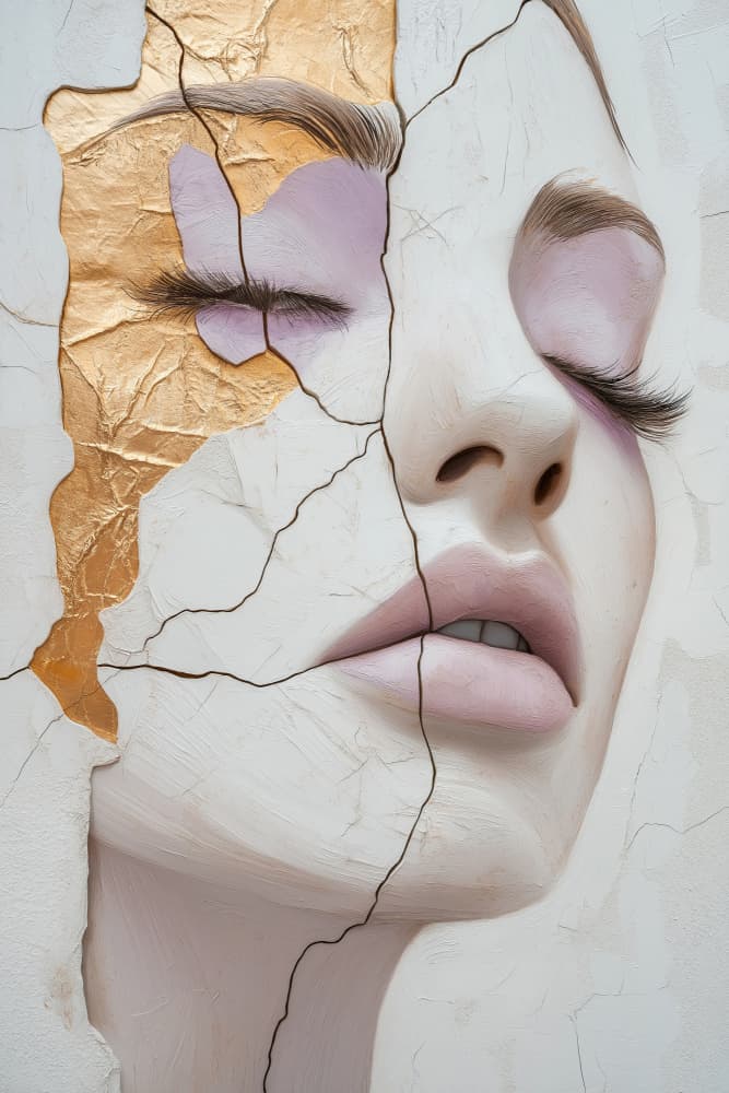 Golden Cracked Serenity by Mauro — canvas wall art