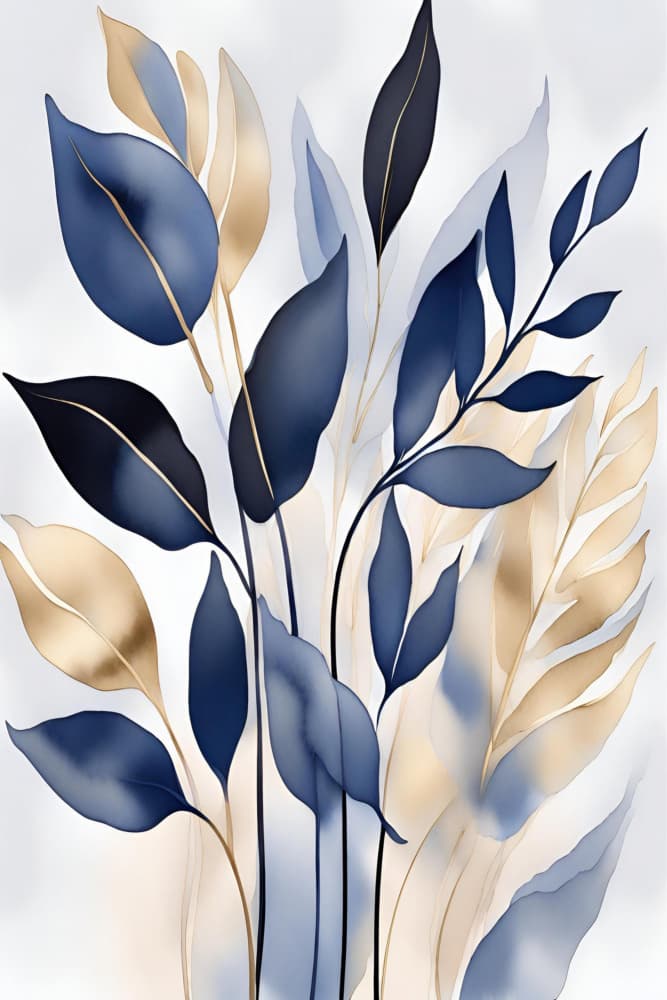Elegant Gold Leaves by Sally Ann Moss — canvas wall art