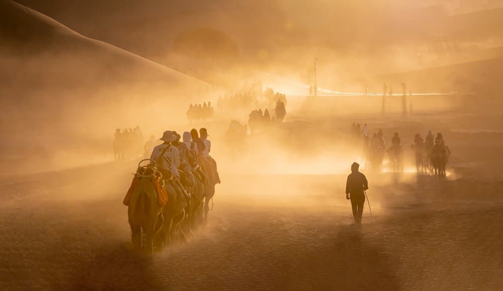 Golden Desert Journey by Jianping Yang — canvas wall art