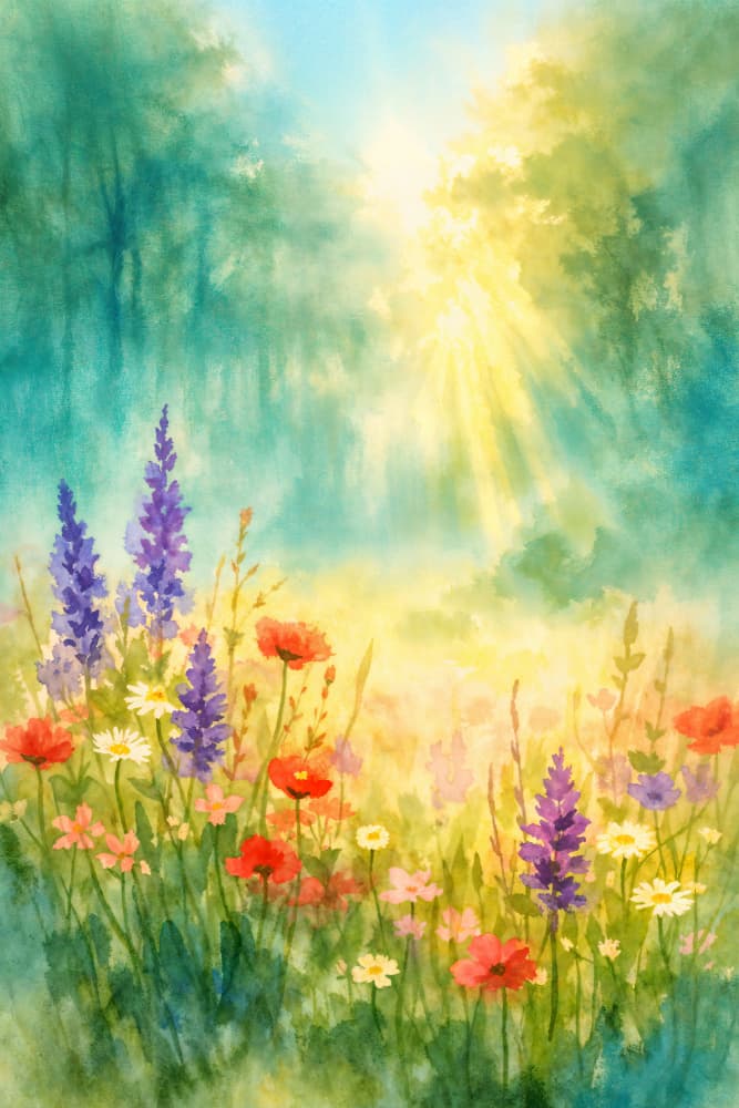 Sunny Wildflower Meadow by Natalie Bruns — canvas wall art