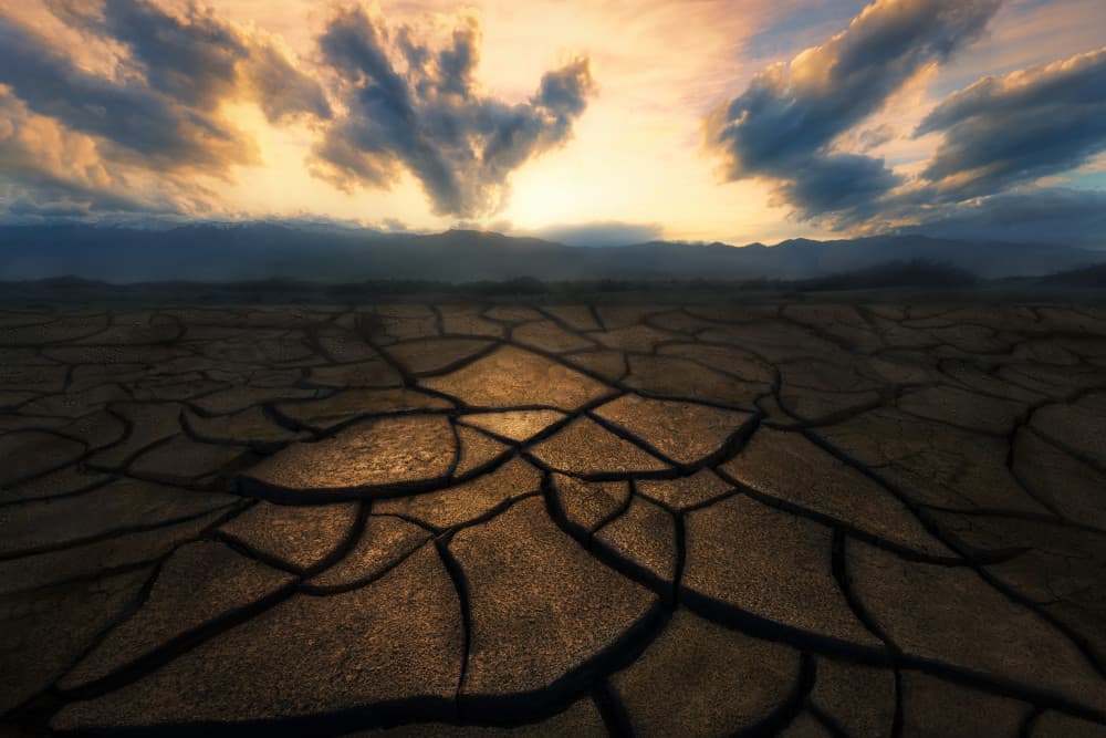 Cracked Earth Sunset by Leah Xu — canvas wall art