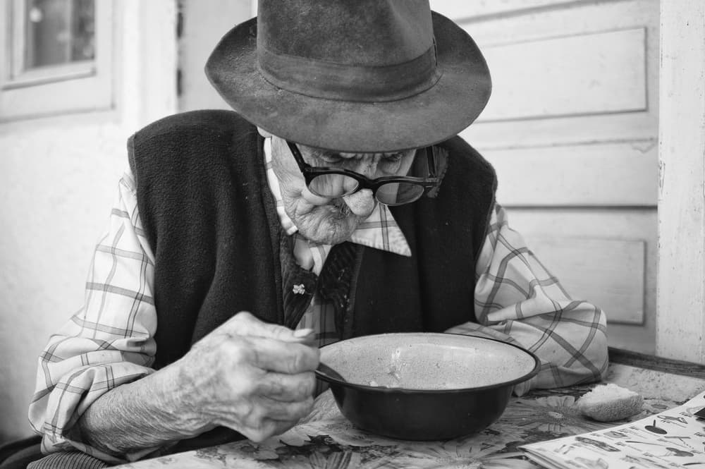 Old Man Quietly Eating by Zoran Toldi (EFIAP AZSF) — canvas wall art