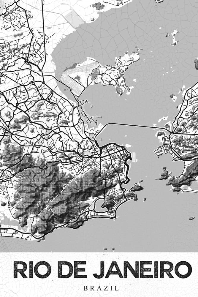 Rio de Janeiro Map by StudioSix — canvas wall art