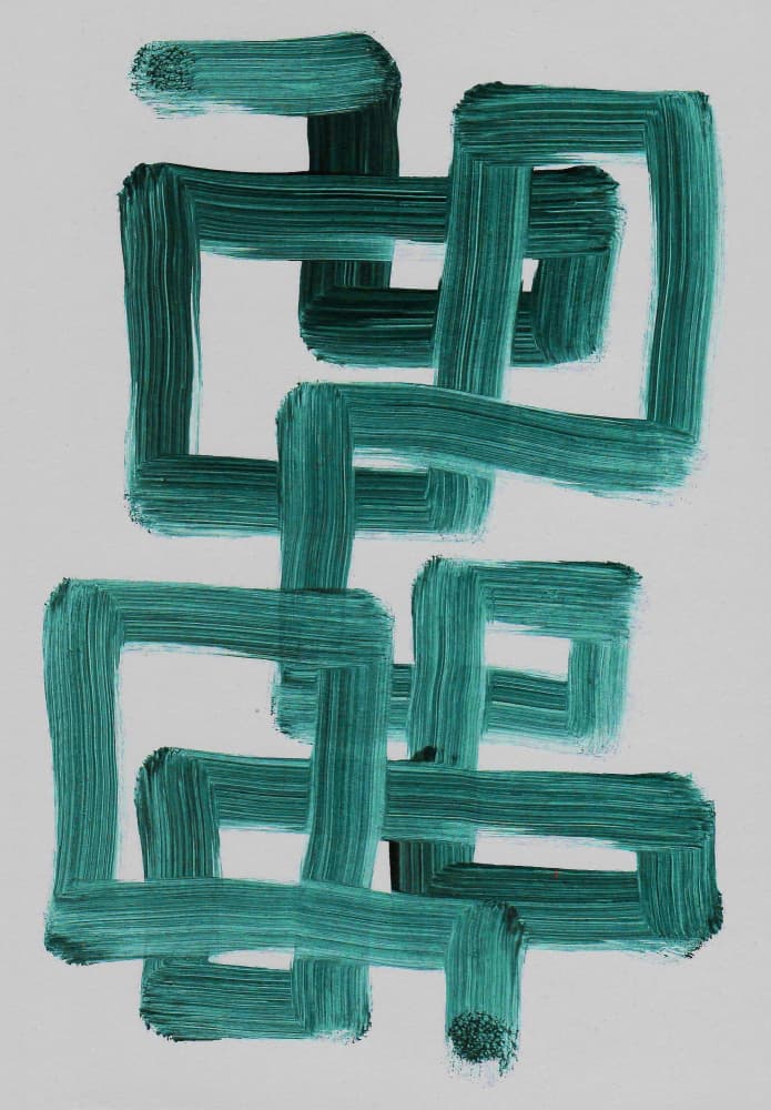 Teal Brushstroke Labyrinth by Santhosh ch — canvas wall art