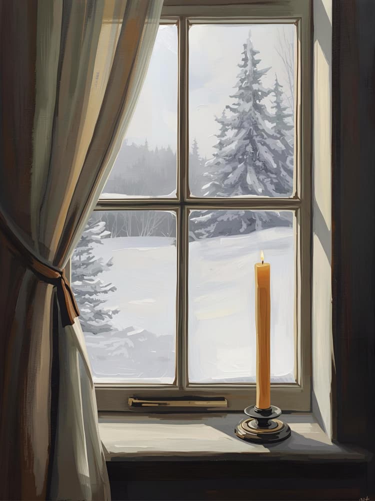 Cozy Winter Window View by Ohkimiko — canvas wall art